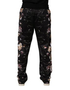 Schwarze Chino-Hose mit geradem Bein und Blumenmuster
