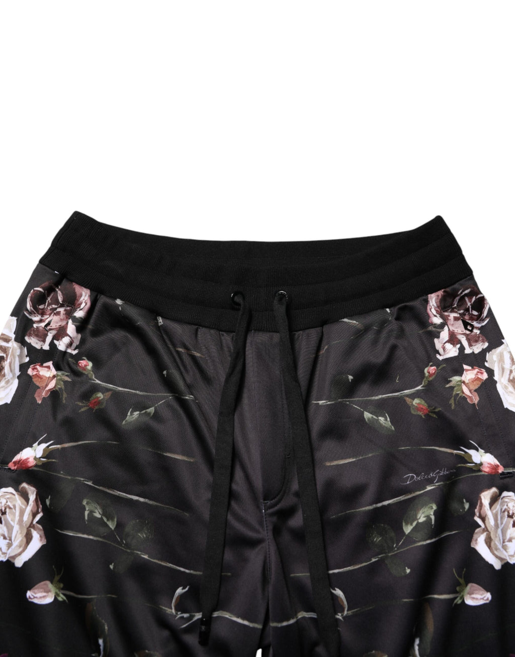 Schwarze Chino-Hose mit geradem Bein und Blumenmuster