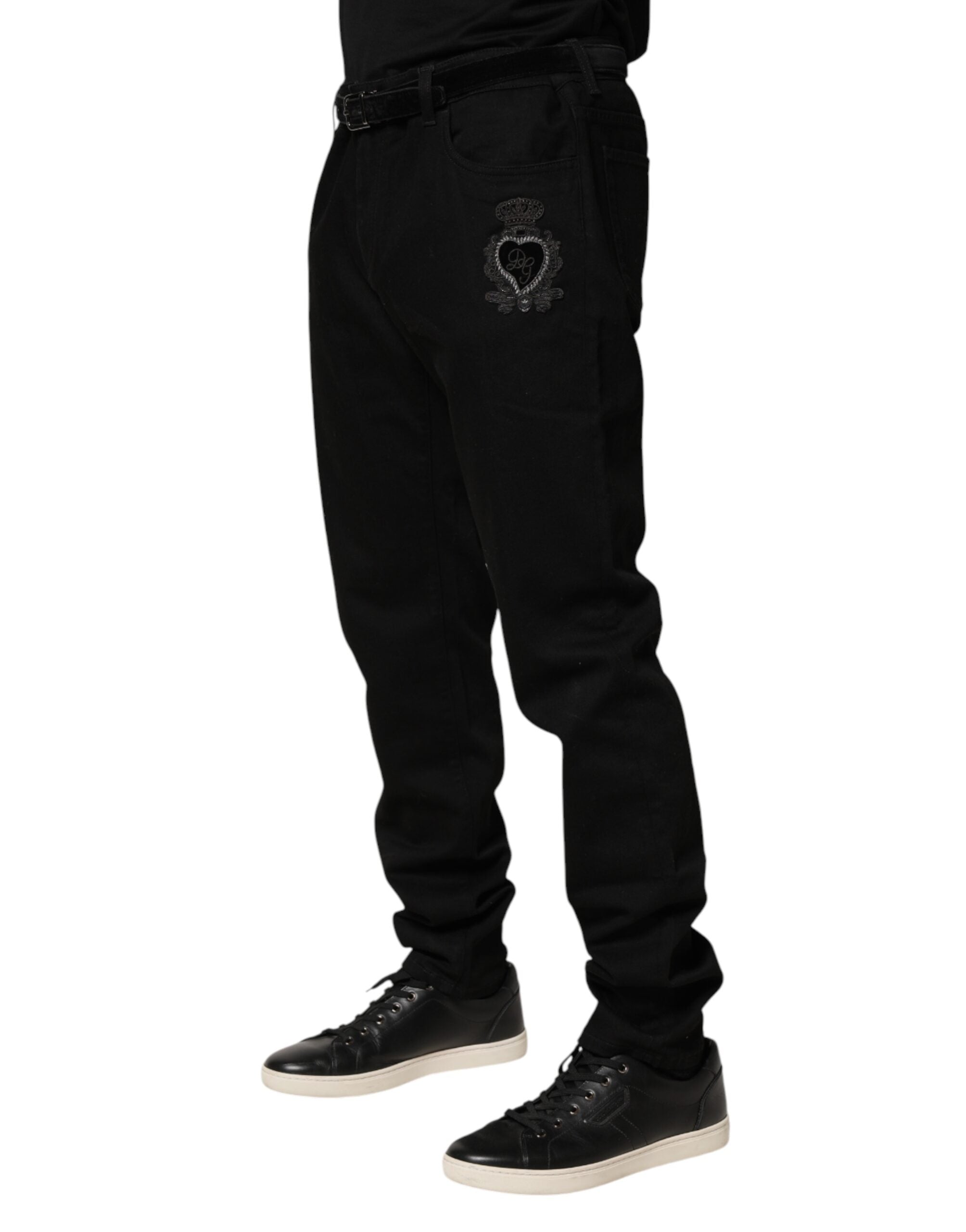 Black Sacred Heart Skinny Jeans für Herren
