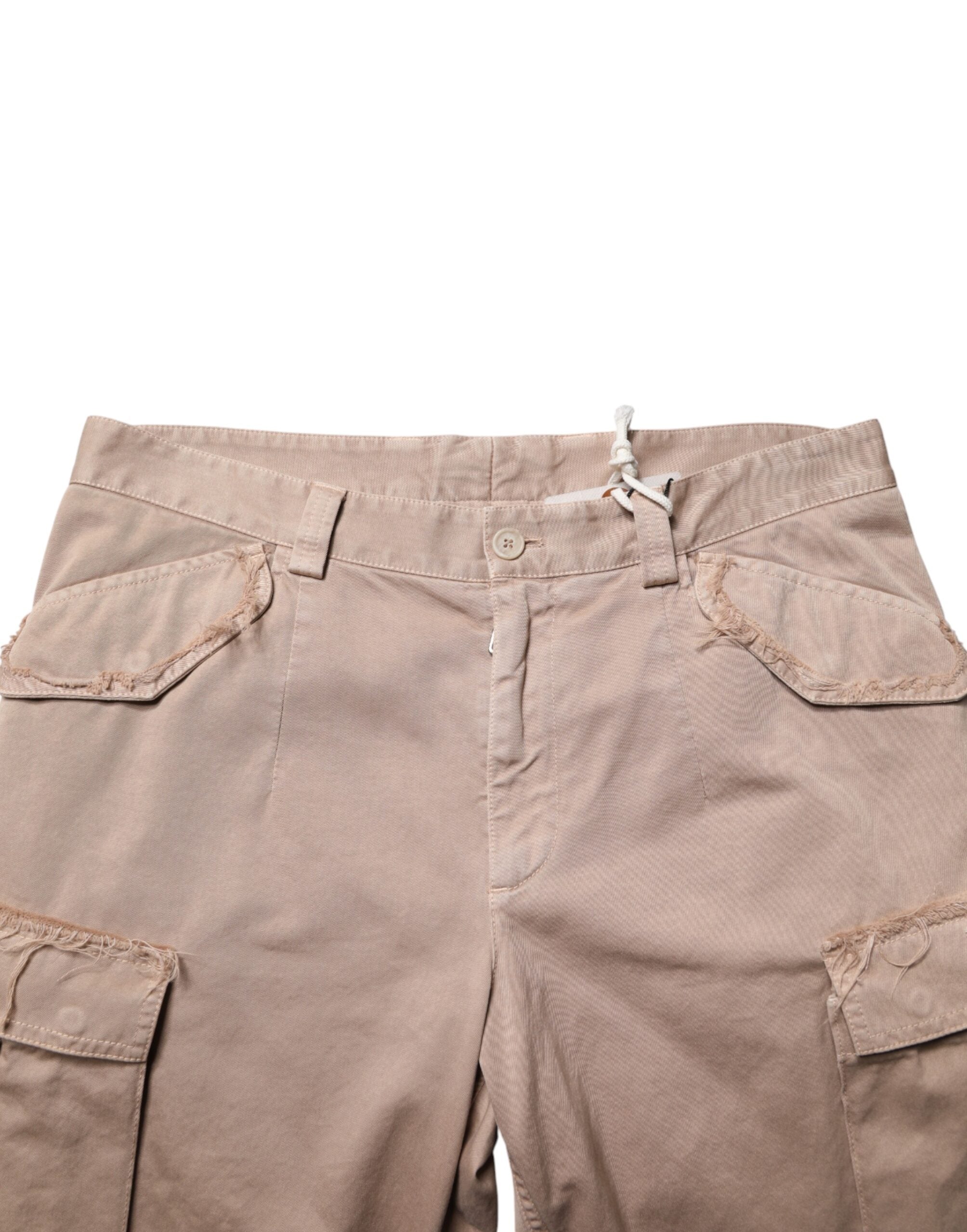 Beige Straight Cargo Chino Men Trouser Pants