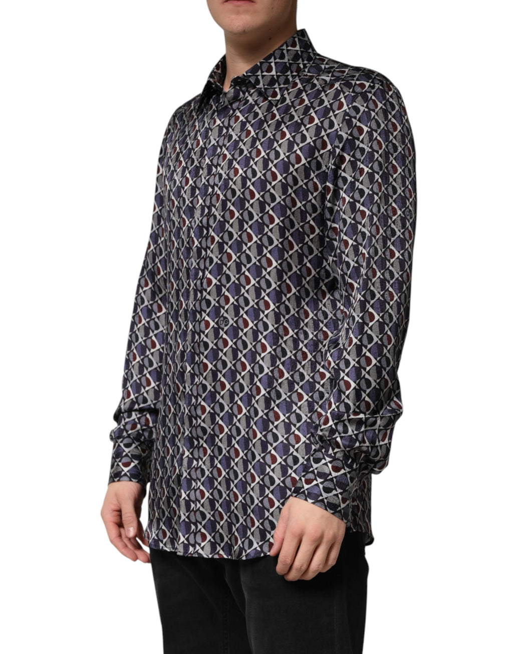 Multicolor Patterned Collared GOLD Men's Dress Shirt