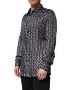 Multicolor Patterned Collared GOLD Men's Dress Shirt