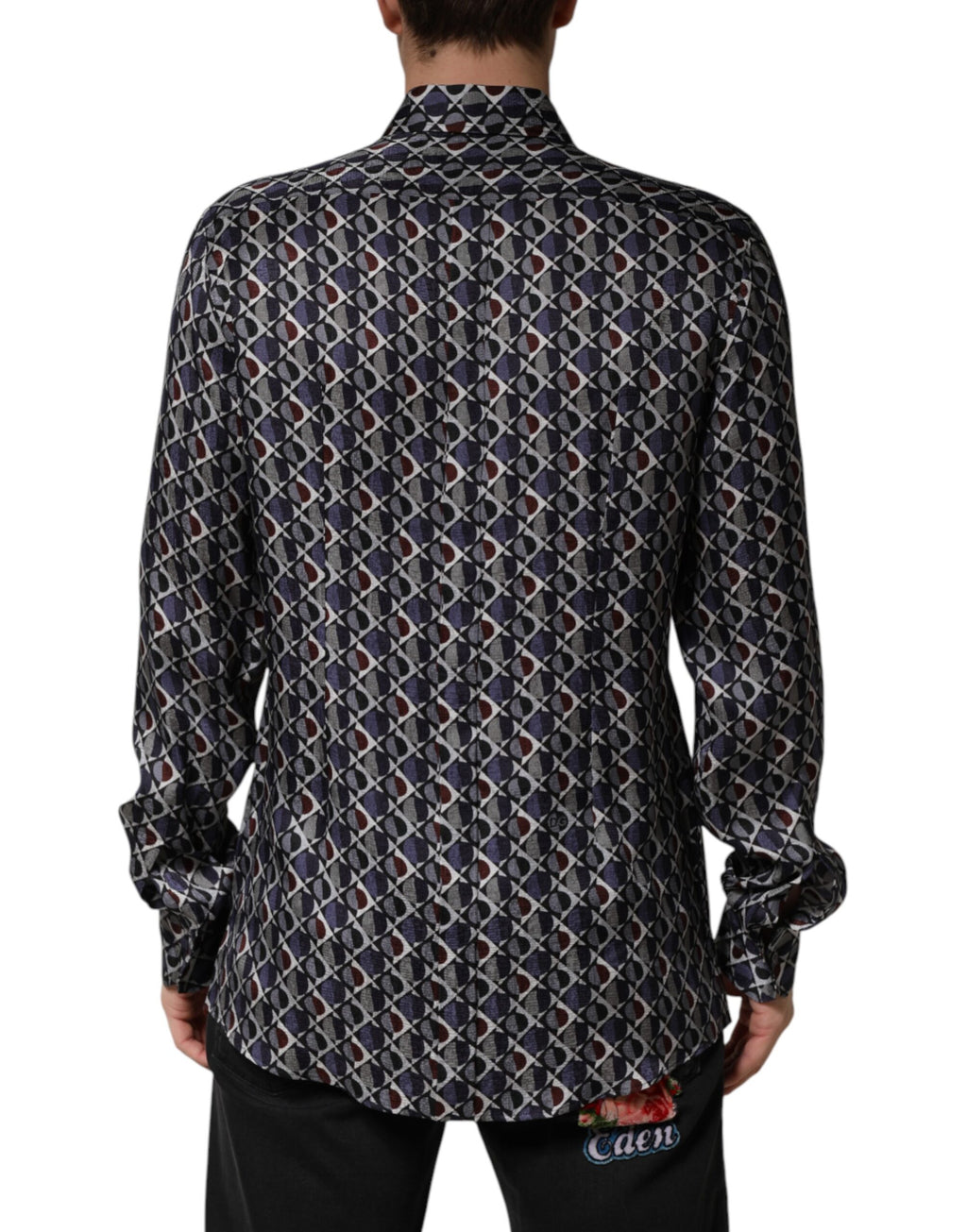 Multicolor Patterned Collared GOLD Men's Dress Shirt