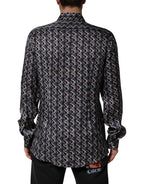 Multicolor Patterned Collared GOLD Men's Dress Shirt
