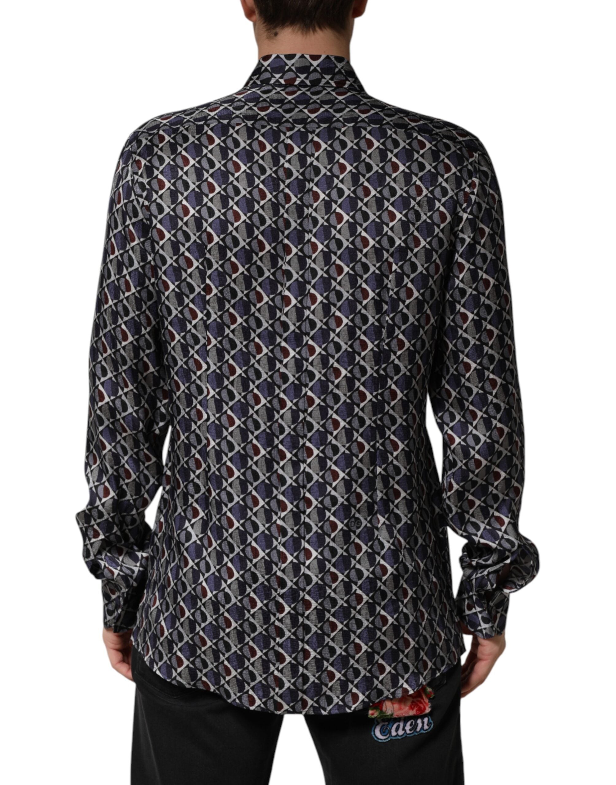 Multicolor Patterned Collared GOLD Men's Dress Shirt
