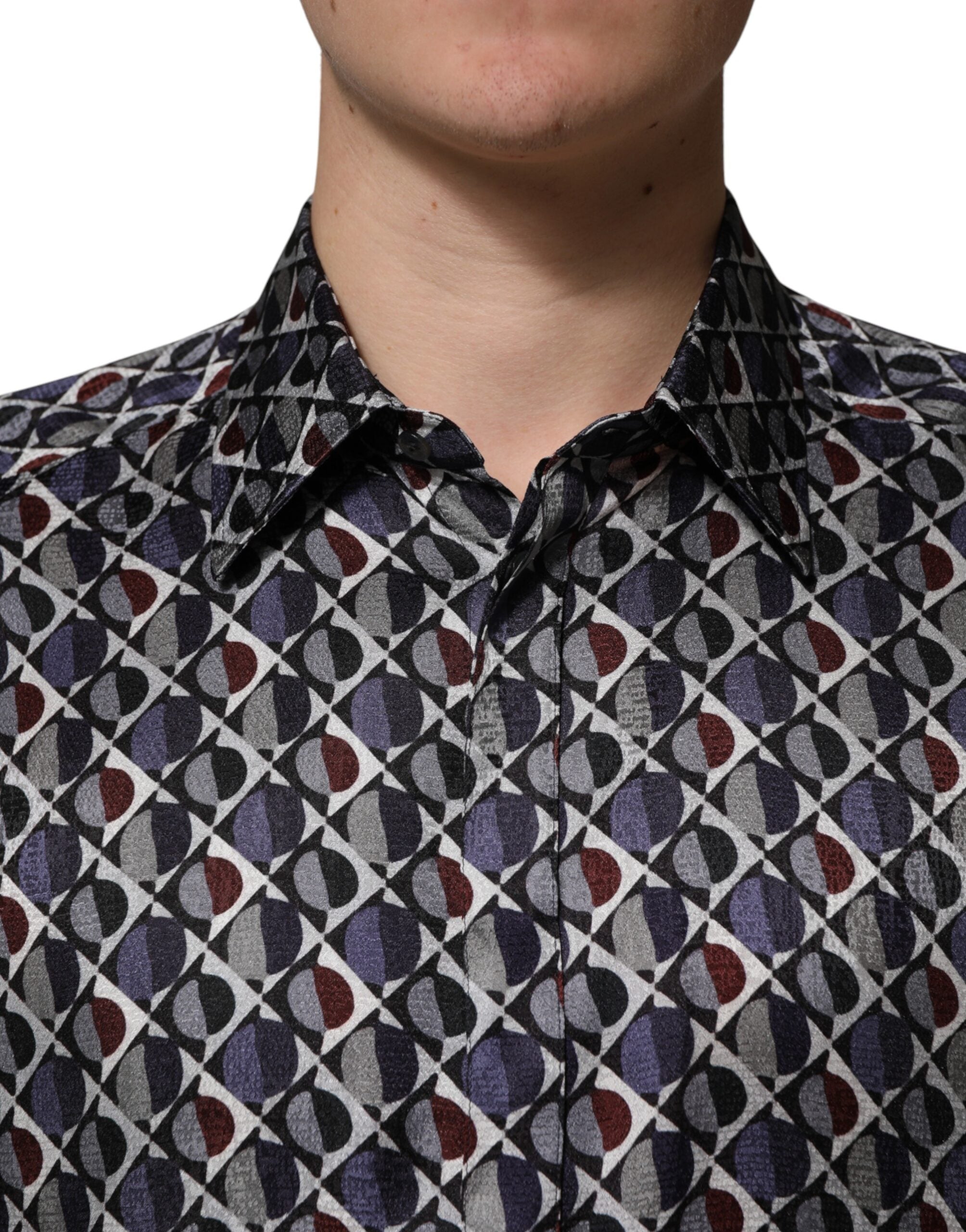 Multicolor Patterned Collared GOLD Men's Dress Shirt