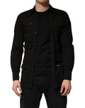 Camicia Nera da Uomo a Maniche Lunghe con Colletto in Cotone