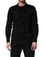 Camicia Nera da Uomo a Maniche Lunghe con Colletto in Cotone