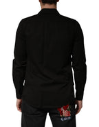 Camicia Nera da Uomo a Maniche Lunghe con Colletto in Cotone