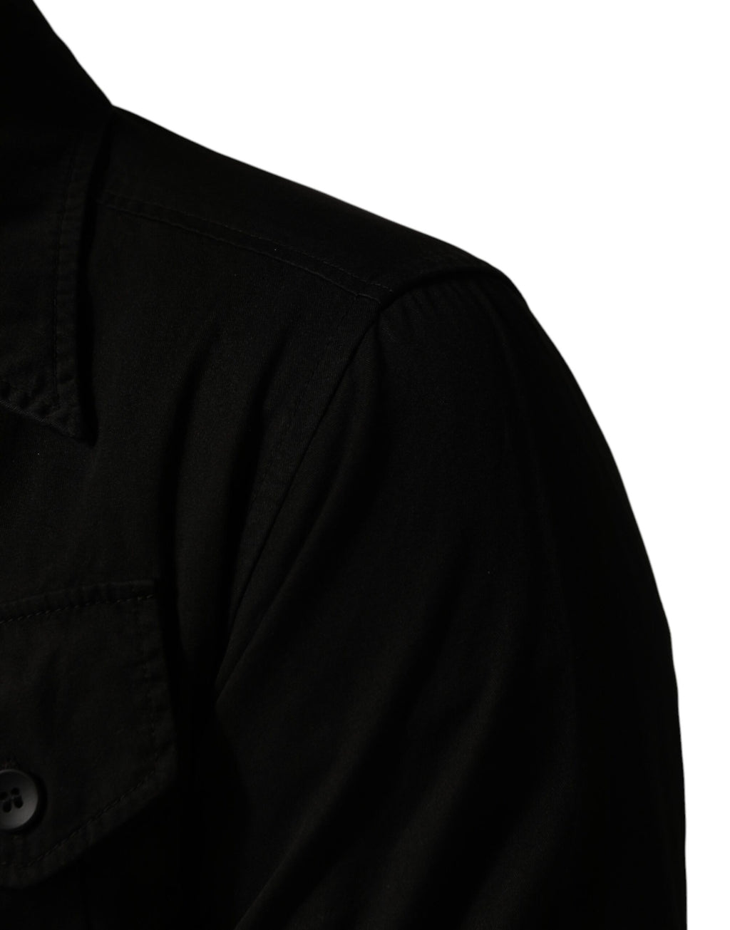 Camicia Nera da Uomo a Maniche Lunghe con Colletto in Cotone