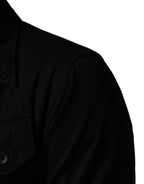 Camicia Nera da Uomo a Maniche Lunghe con Colletto in Cotone