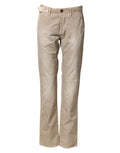 Beige Mid-Waist Straight Women's Casual Chino Trousers