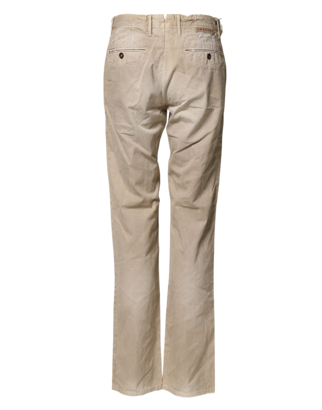 Beige Mid-Waist Straight Women's Casual Chino Trousers