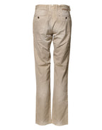 Beige Mid-Waist Straight Women's Casual Chino Trousers