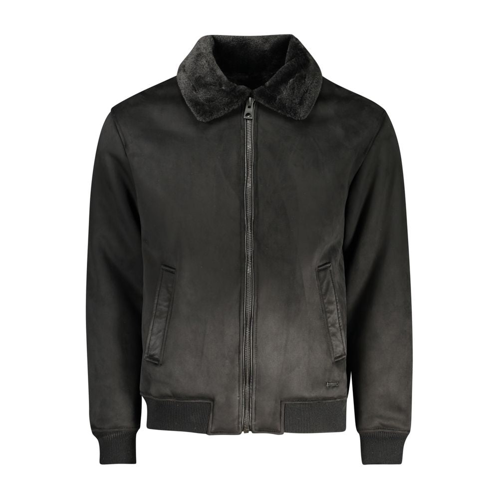 Black Polyurethane Men Jacket