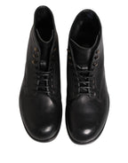 Schwarze geschnürte kurze Stiefeletten Herrenschuhe