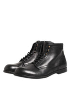 Schwarze geschnürte kurze Stiefeletten Herrenschuhe