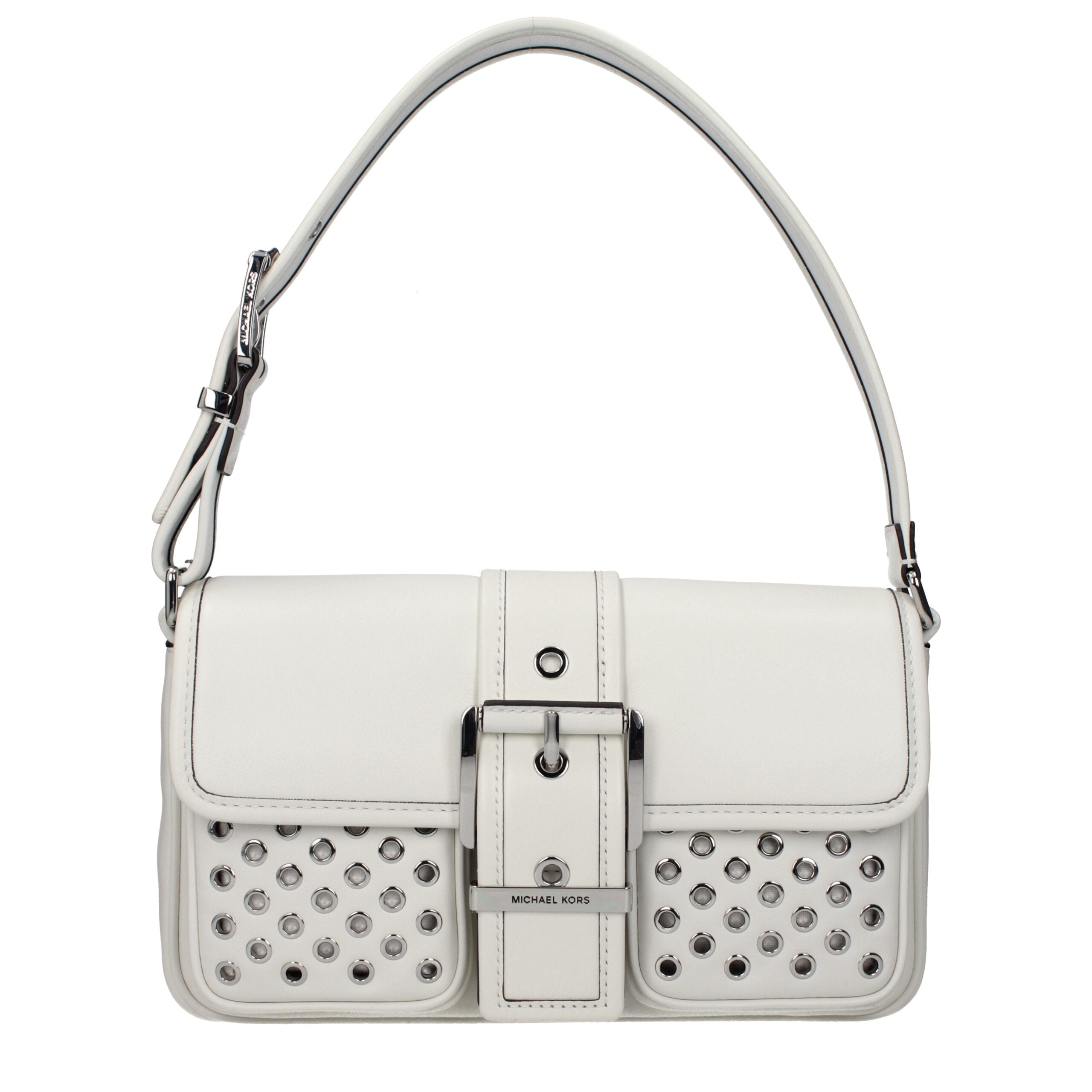 Schultertasche aus weißem Leder