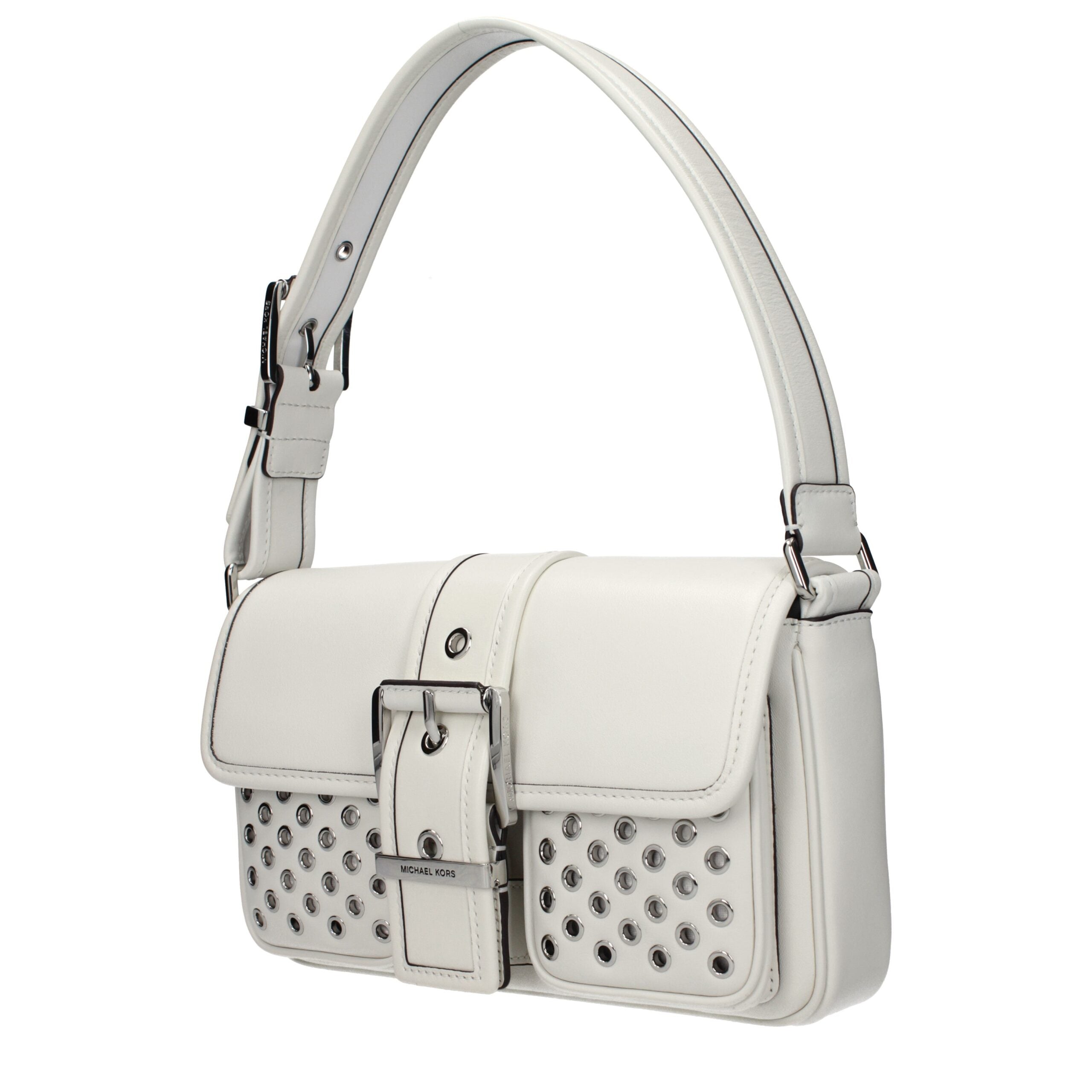 Schultertasche aus weißem Leder