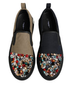 Blaue Slip-On Herren-Sneaker aus Canvas mit Verzierungen