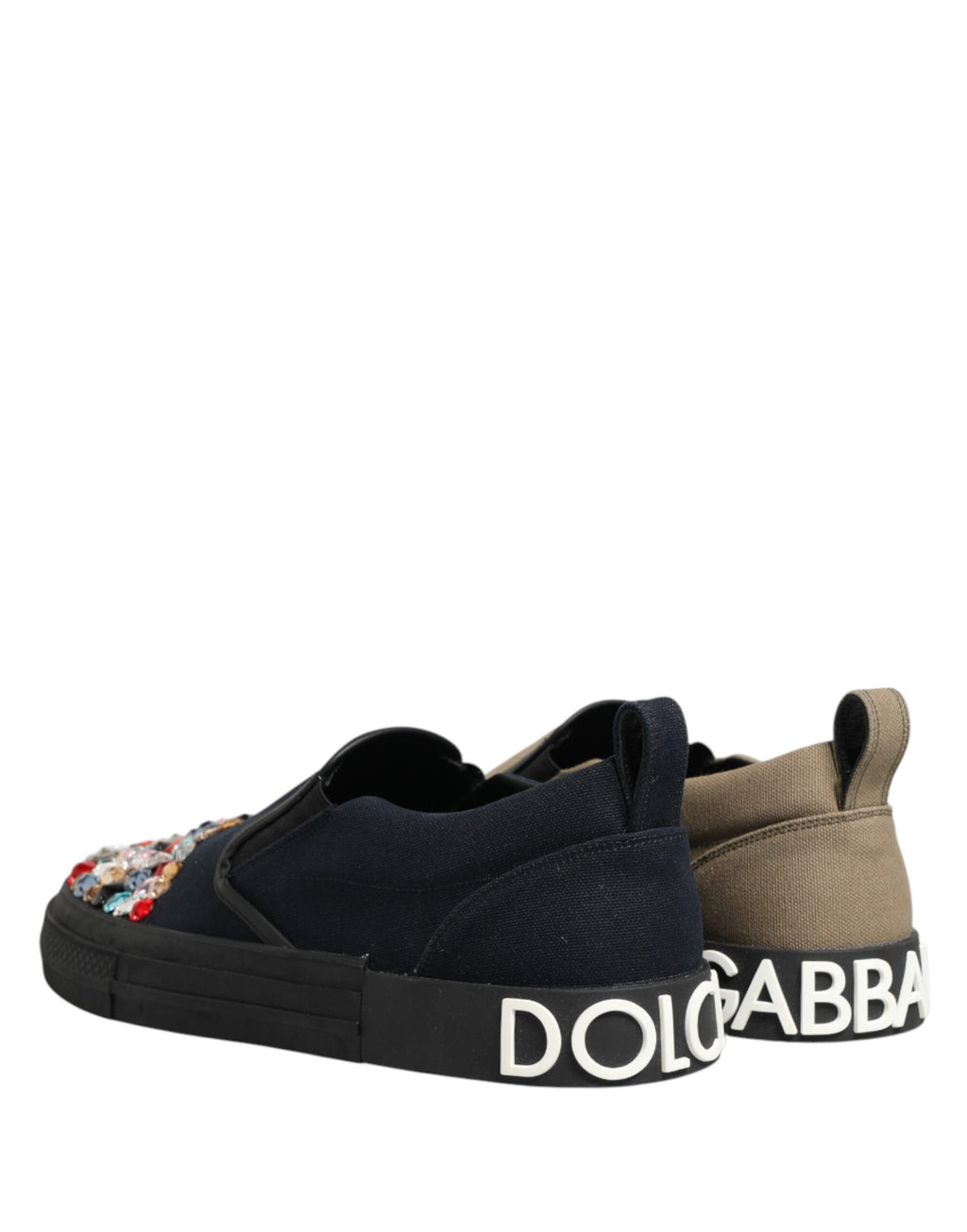 Blaue Slip-On Herren-Sneaker aus Canvas mit Verzierungen
