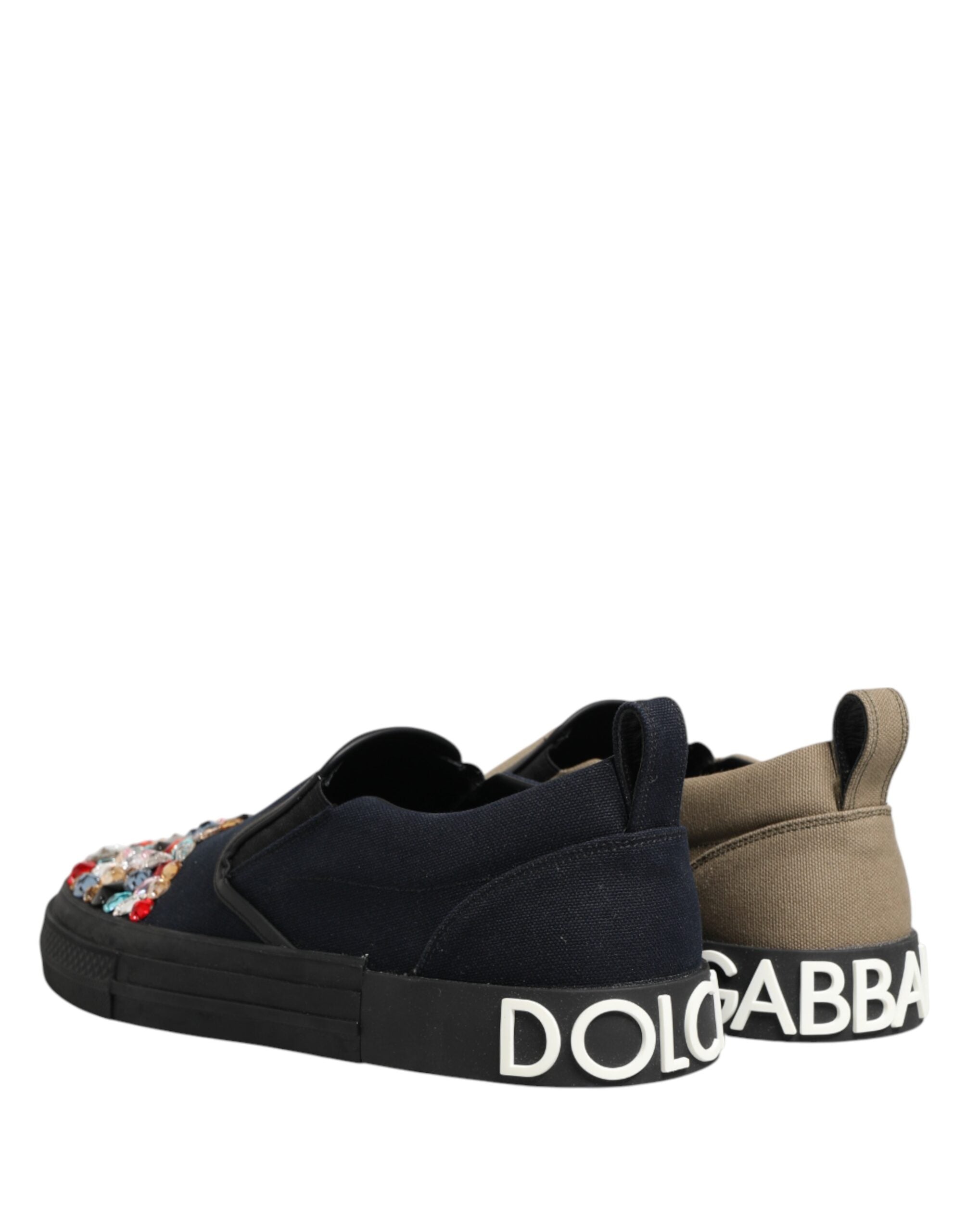 Blaue Slip-On Herren-Sneaker aus Canvas mit Verzierungen