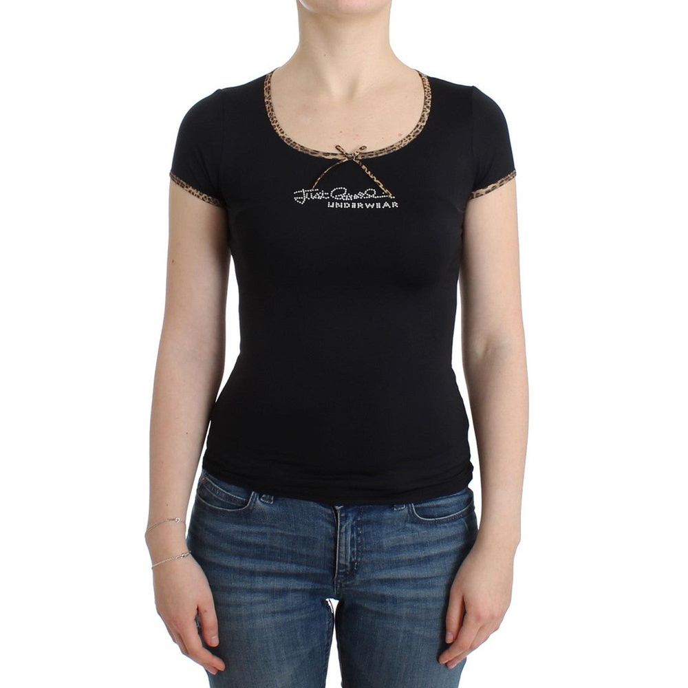 Schwarzes Elastan-Top