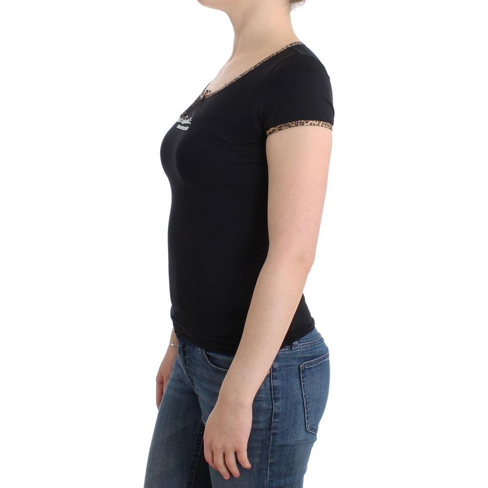 Schwarzes Elastan-Top