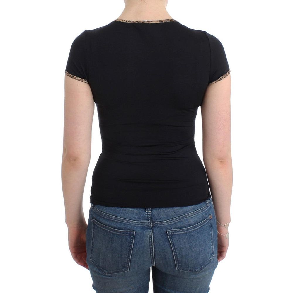 Schwarzes Elastan-Top