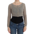 Beige Alpaka-Leder-Cardigan