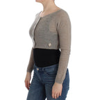 Beige Alpaka-Leder-Cardigan