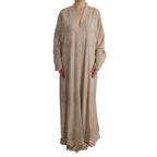 Beige Seidenjacke in voller Länge