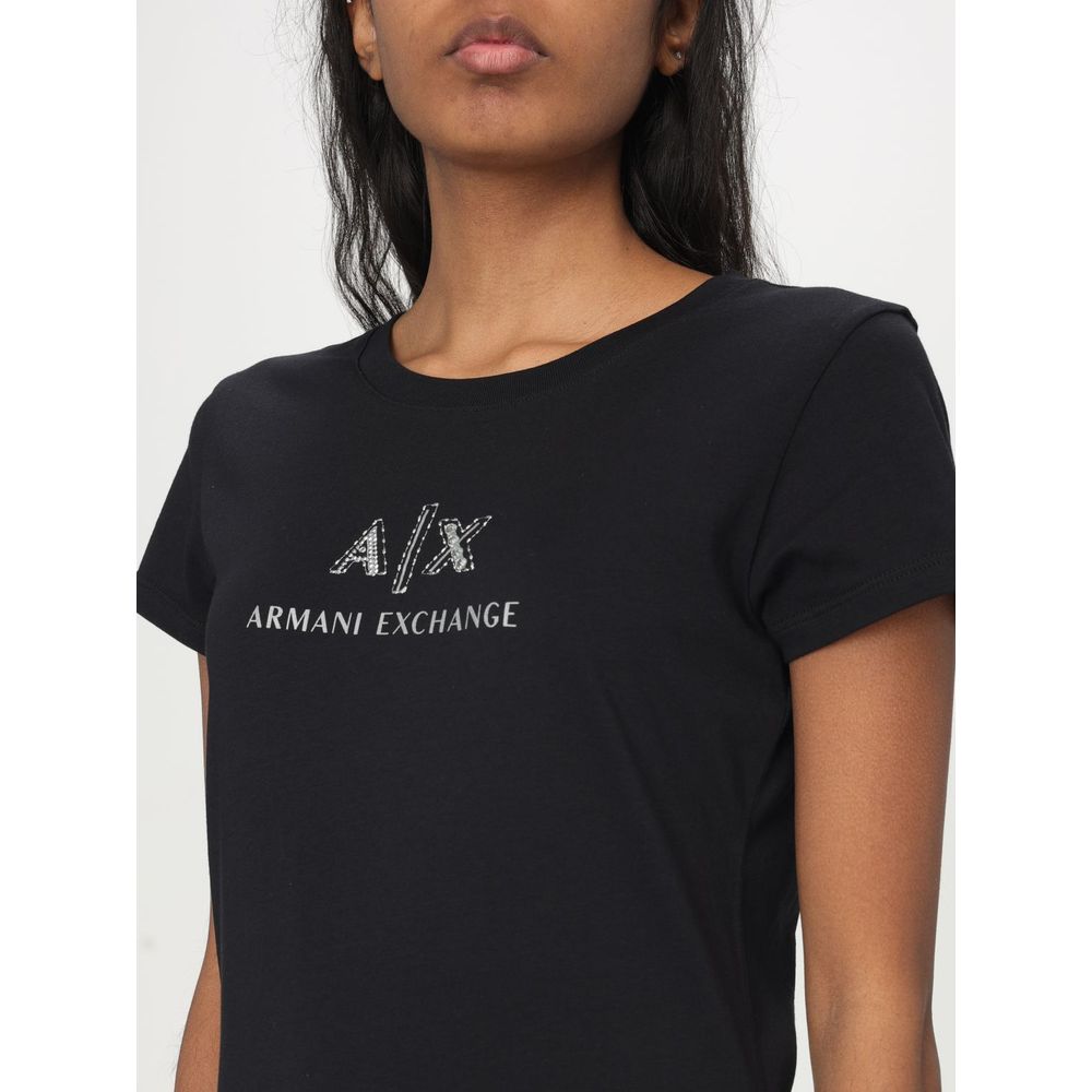 Schwarzes Baumwoll-T-Shirt