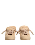 Schuhe Beige Kunstfell-Shearling Low Top Sneaker