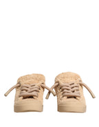 Schuhe Beige Kunstfell-Shearling Low Top Sneaker