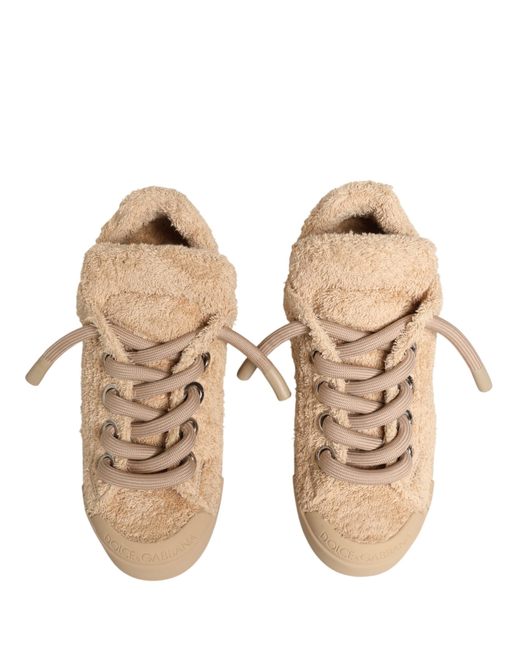 Schuhe Beige Kunstfell-Shearling Low Top Sneaker