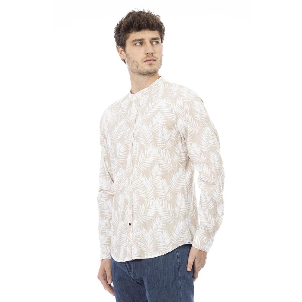 Beiges Langarmshirt aus Baumwolle