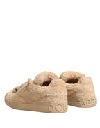 Schuhe Beige Kunstfell-Shearling Low Top Sneaker