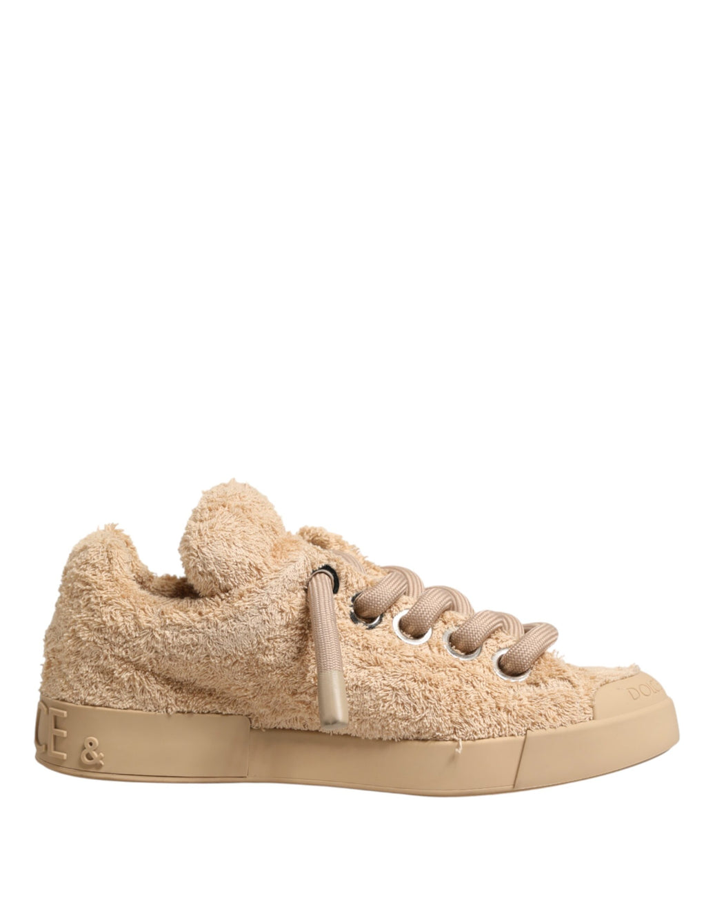 Schuhe Beige Kunstfell-Shearling Low Top Sneaker