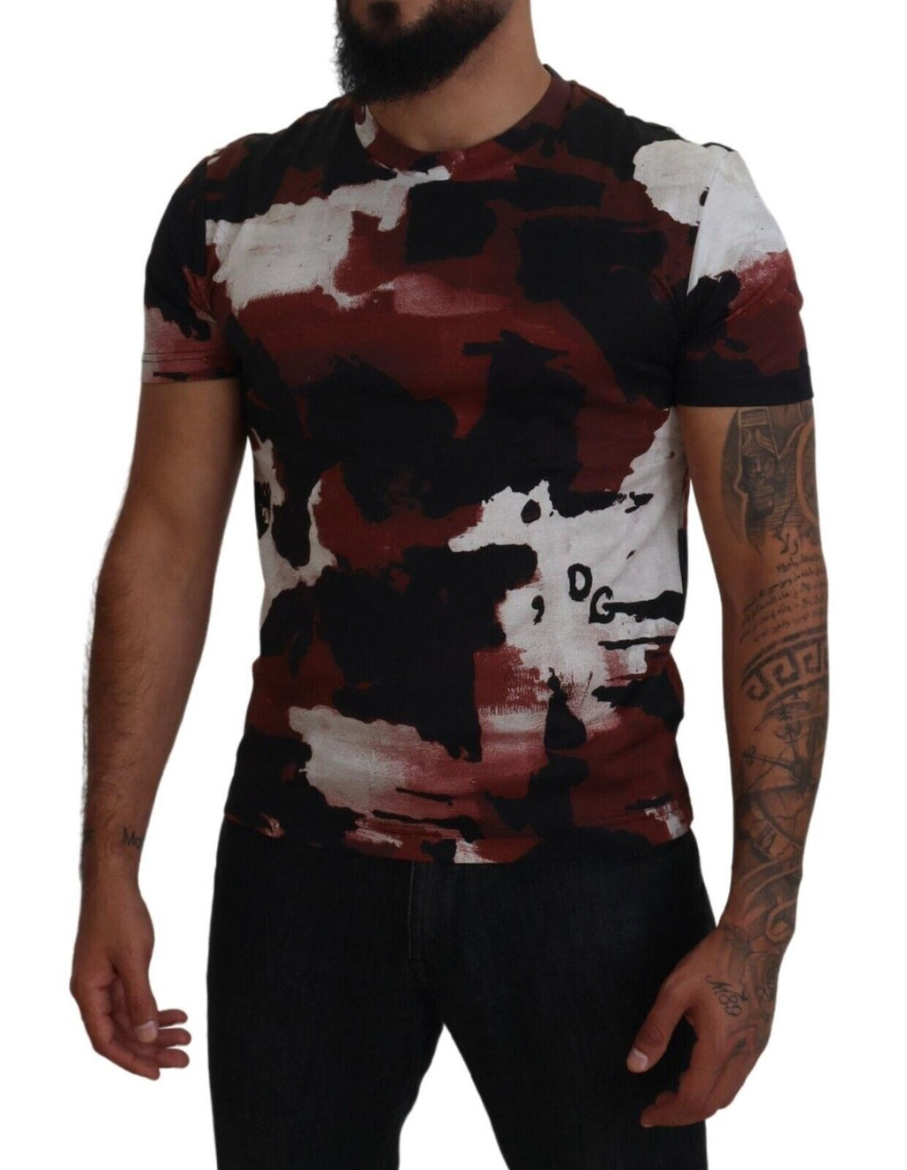 Multicolor Tie-Dye Baumwoll-Rundhals-T-Shirt