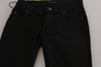 Cotton Black Mid Waist Skinny Denim Jeans