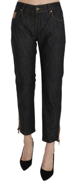 Cotton Blue High Waist Straight Cropped Trouser Jeans