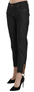 Cotton Blue High Waist Straight Cropped Trouser Jeans