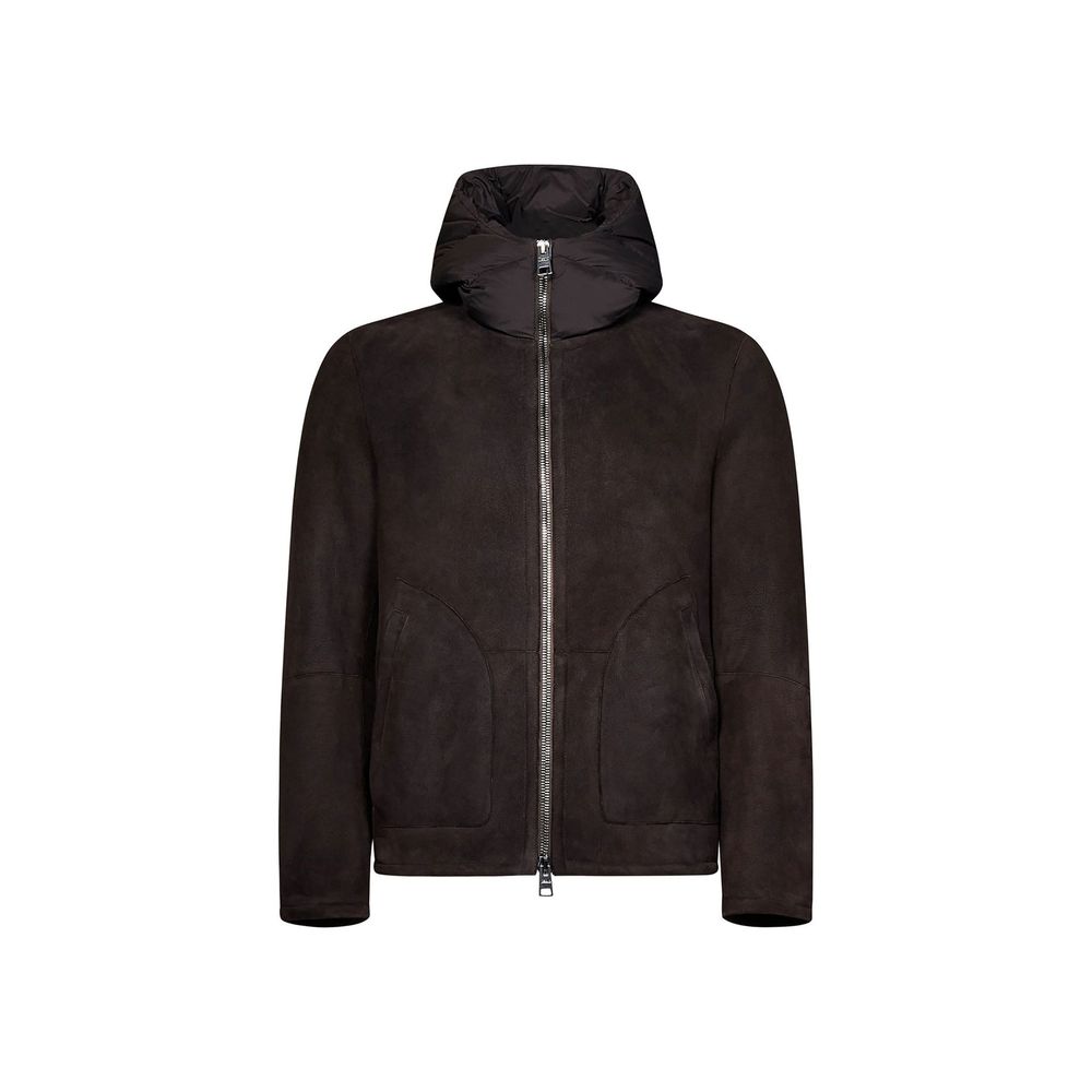 Braune Lammleder Shell-Jacke