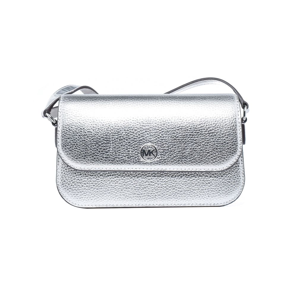 Borsa a spalla in pelle grigia