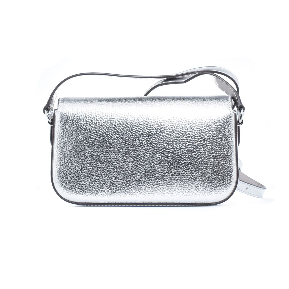 Borsa a spalla in pelle grigia