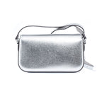 Borsa a spalla in pelle grigia