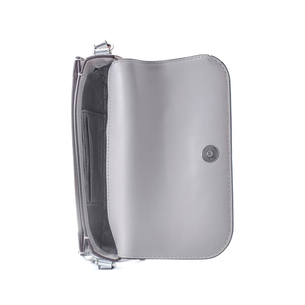 Borsa a spalla in pelle grigia
