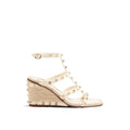 Beige Keilsandalen aus Kalbsleder
