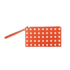 Orangefarbene Leder-Clutch